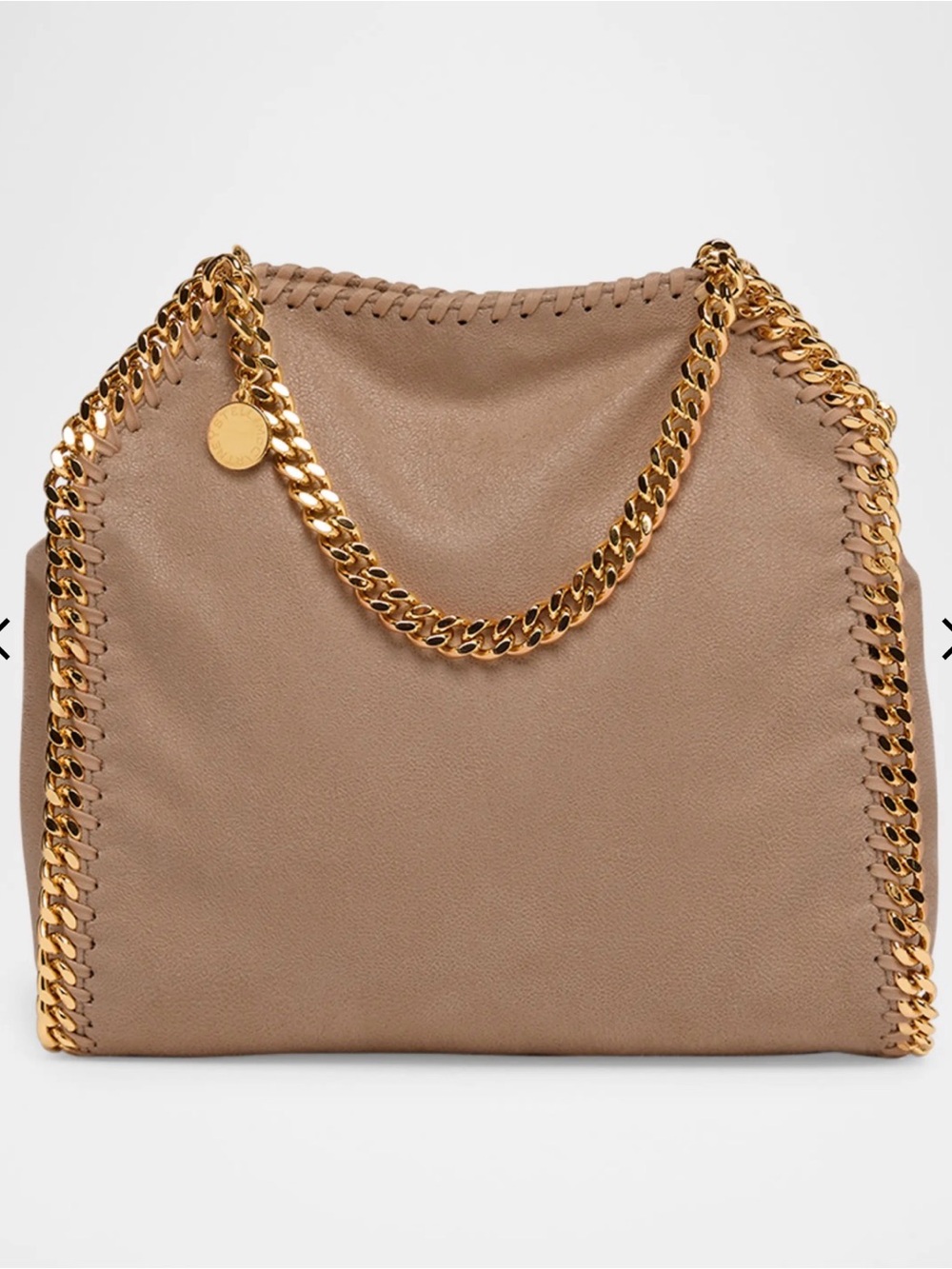 Stella McCartney Tiny Falabella Taupe Shoulder Bag with Gold Chain Trim